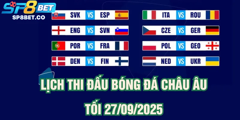 Lịch thi đấu bóng đá châu Âu tối 27/09/2025